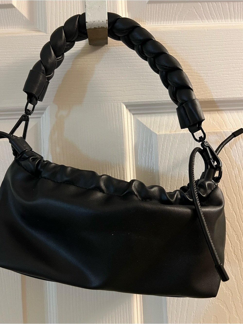 Steve Madden Black Braided-Handle Mini Shoulder Bag